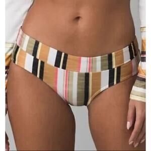 prAna Large Presolana Swim Bikini Bottoms UPF 50+ Quick Dry Gilded Soleil Stripe
